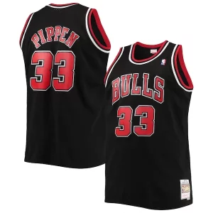 Scottie Pippen Chicago Bulls Big Eye - catching & Tall Hardwood Classics Swingman Jersey Black/Red Must - Have for Jerseys Lovers