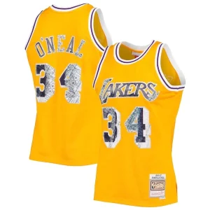 Shaquille O'Neal Los Angeles Lakers 1996 97 Hardwood Classics NBA 75th Eye - catching Anniversary Diamond Swingman Jersey Gold Must - Have for Jerseys Lovers