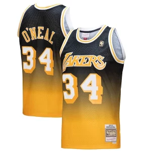 Shaquille O'Neal Los Angeles Lakers 1996/97 Eye - catching Hardwood Classics Fadeaway Swingman Player Jersey Gold/Black Must - Have for Jerseys Lovers