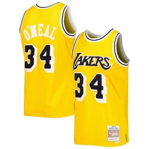 Shaquille O'Neal Los Angeles Lakers 1996/97 Hardwood Fabulous Classics Off Court Swingman Jersey Yellow for Basketball Enthusiasts
