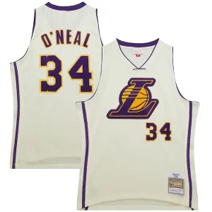 Shaquille O'Neal Los Angeles Lakers Chic Chainstitch Swingman Jersey Cream for Basketball Enthusiasts