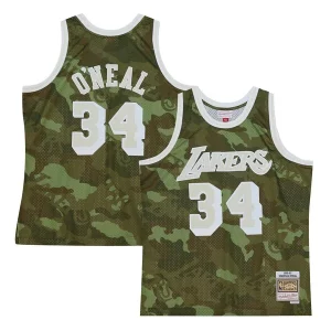 Shaquille O'Neal Los Angeles Lakers Hardwood Classics 1996/97 Ghost Green Swingman Eye - catching Jersey Camo for Basketball Enthusiasts