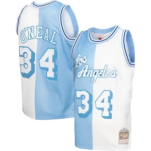 Shaquille O'Neal Los Elegant Angeles Lakers Hardwood Classics 1996/97 Split Swingman Jersey Powder Blue/White for Basketball Enthusiasts
