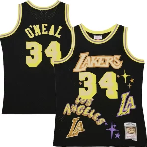 Shaquille O'Neal Los Fabulous Angeles Lakers 1996/97 Swingman Sidewalk Sketch Jersey Black Must - Have for Jerseys Lovers