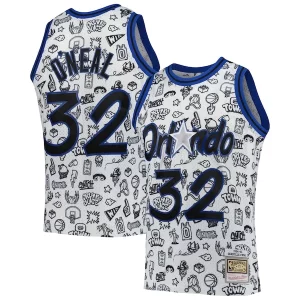 Shaquille O'Neal Orlando Magic 1994/95 Hardwood Gorgeous Classics Doodle Swingman Player Jersey White Great for Fans