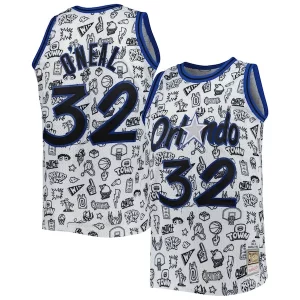 Shaquille O'Neal Trendy Orlando Magic 1994/95 Hardwood Classics Doodle Swingman Jersey White Perfect for Game Day