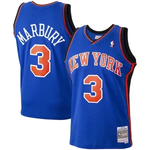Stephon Marbury Stylish New York Knicks Hardwood Classics Swingman Jersey Blue Great for Fans