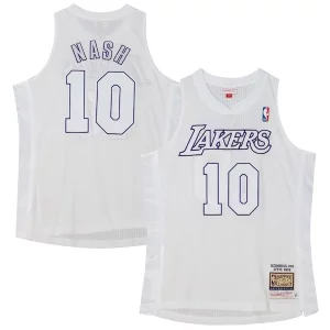 Steve Nash Los Angeles Lakers 2012 Authentic Elegant Player Jersey White Must - Have for Jerseys Lovers