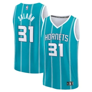 Tidjane Salaun Stylish Charlotte Hornets 2024 NBA Draft Fast Break Player Jersey Icon Edition Teal Must - Have for Jerseys Lovers