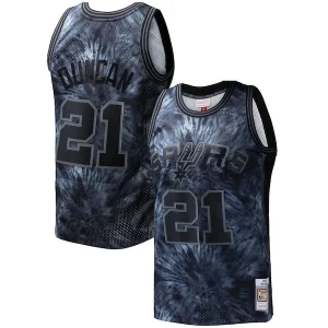Tim Duncan Stylish San Antonio Spurs Hardwood Classics 1998/99 Tie Dye Swingman Jersey Black Perfect for Game Day