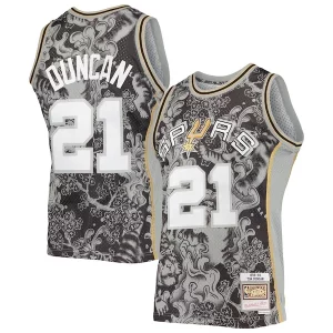 Tim Eye - catching Duncan San Antonio Spurs Hardwood Classics 1998/99 Lunar New Year Swingman Jersey Black Great for Fans