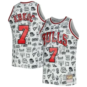 Toni Kukoc Chicago Bulls 1997/98 Hardwood Classics Doodle Swingman Premium Jersey White Ideal for Collectors