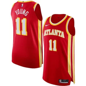 Trae Young Atlanta Hawks Nike Trendy Authentic Jersey Association Edition Red Ideal for Collectors