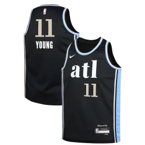 Trae Young Atlanta Hawks Nike Youth Swingman Replica Jersey City Edition Premium Black for Basketball Enthusiasts