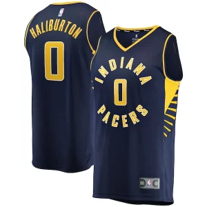 Tyrese Haliburton Indiana Pacers Fast Break Replica Jersey Icon Edition Gorgeous Navy Must - Have for Jerseys Lovers