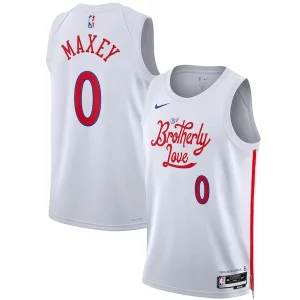 Tyrese Maxey Philadelphia Unique 76ers Nike Unisex 2022/23 Swingman Jersey City Edition White Great for Fans