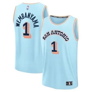 Victor Wembanyama San Antonio Spurs 2024/25 Fast Break Player Eye - catching Jersey City Edition Light Blue Perfect for Game Day