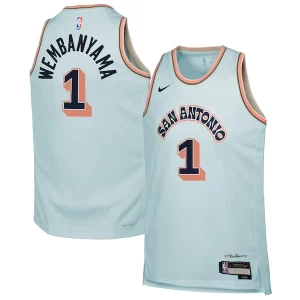 Victor Wembanyama San Antonio Spurs Nike Youth Trendy 2024/25 Swingman Player Jersey City Edition Light Blue Great for Fans