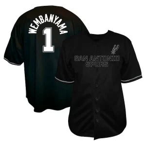 Victor Wembanyama San Antonio Spurs Profile Big & Tall Name & Number Gorgeous Button Up Jersey Black Perfect for Game Day