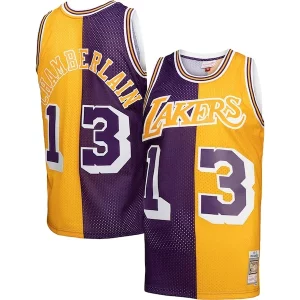 Wilt Chamberlain Los Angeles Lakers Hardwood Classics 1971/72 Split Swingman Gorgeous Jersey Purple/Gold Must - Have for Jerseys Lovers