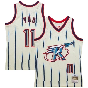 Yao Ming Houston Rockets Chainstitch Swingman Jersey Cream Fabulous for Basketball Enthusiasts