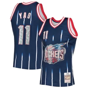 Yao Ming Houston Rockets Gorgeous 2002/03 Hardwood Classics NBA 75th Anniversary Diamond Swingman Jersey Navy Ideal for Collectors