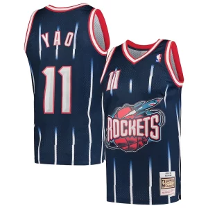 Yao Ming Houston Rockets Hardwood Classics 2002 03 Swingman Jersey Trendy Navy Must - Have for Jerseys Lovers